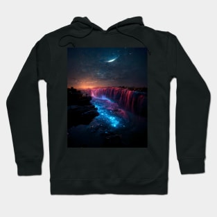 Midnight glowing waterfall Hoodie